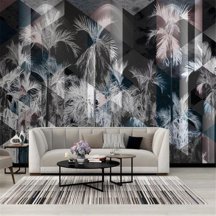 Modern Geometric Coconut Tree Wallpaper