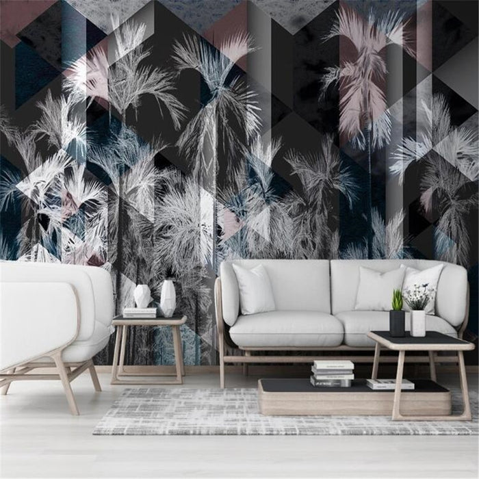 Modern Geometric Coconut Tree Wallpaper