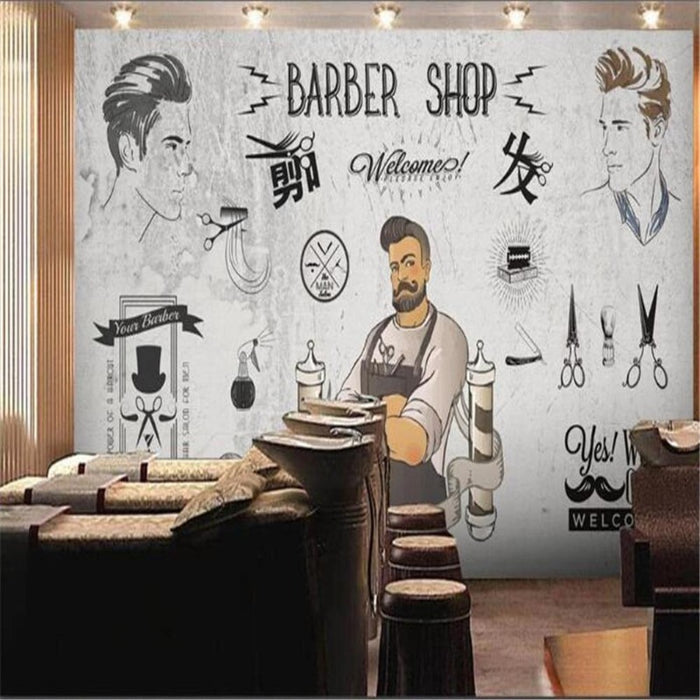 European and American Barber Shop Wallpaper
