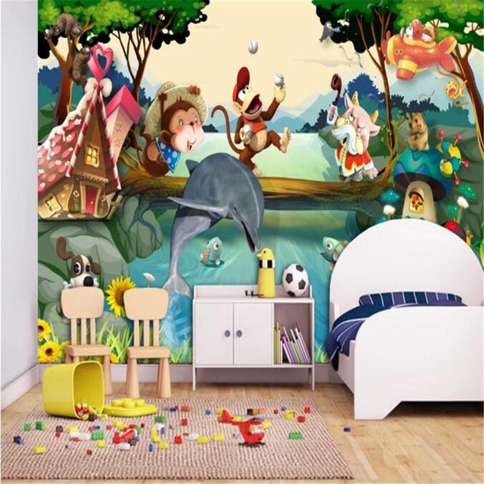 Cartoon Children's Room Fantasy Forest Wallpaper