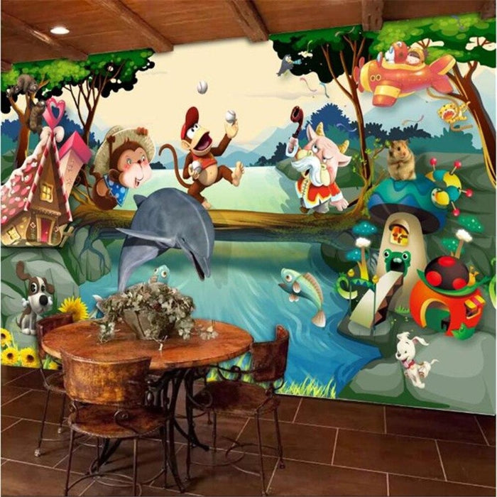 Cartoon Children's Room Fantasy Forest Wallpaper