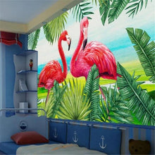 3D Flamingo Tropical Landscape Wallpaper