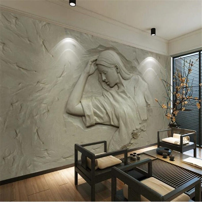 3D White Beauty Sculpture Wallpaper