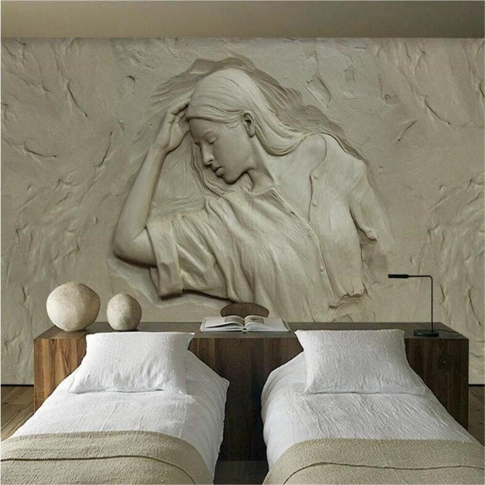 3D White Beauty Sculpture Wallpaper