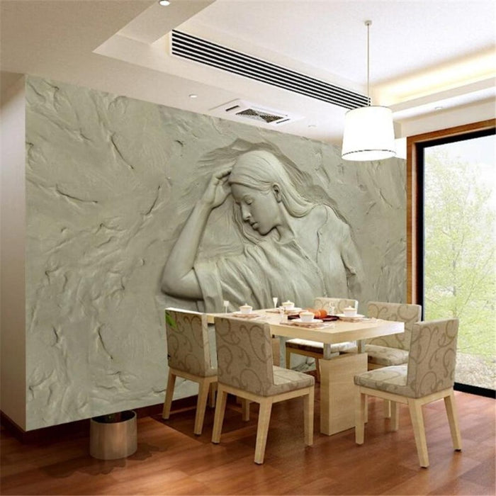 3D White Beauty Sculpture Wallpaper