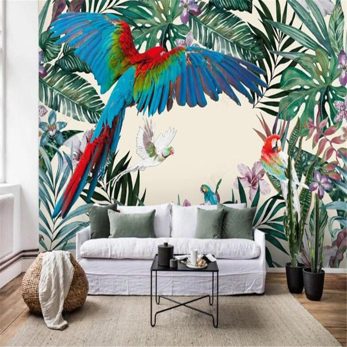 Tropical Rainforest Parrot Scenery Wallpaper