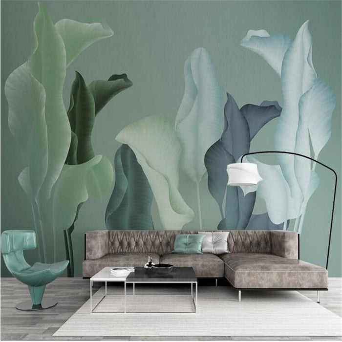 Minimalist Hand-Painted Tropical Plant Arrangement Wallpaper