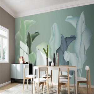 Minimalist Hand-Painted Tropical Plant Arrangement Wallpaper