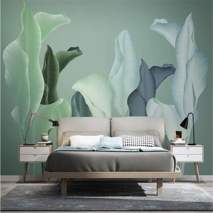 Minimalist Hand-Painted Tropical Plant Arrangement Wallpaper