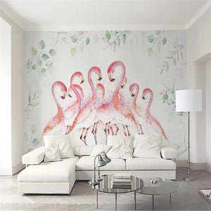 Pink Flamingo Plant Scenery Wallpaper