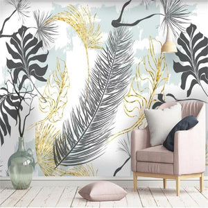 Simple Tropical Hand-Painted Banana Leaf Wallpaper