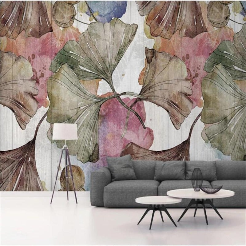 Modern Minimalist Ginkgo Leaf Wallpaper