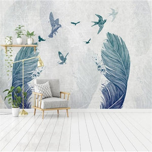 Minimalist Watercolor Feather Bird Wallpaper