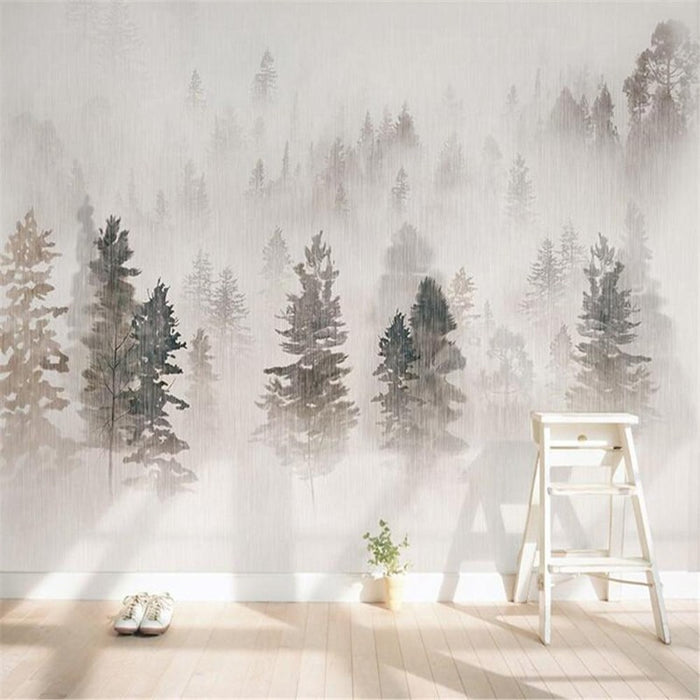 Black & White Forest Scenery Wallpaper