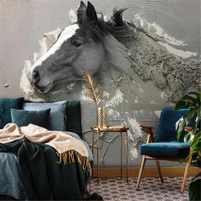 European Abstract Dark Horse Wallpaper