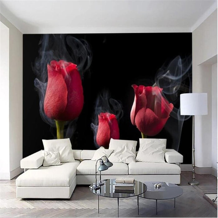Romantic Smoke Red Rose Wallpaper