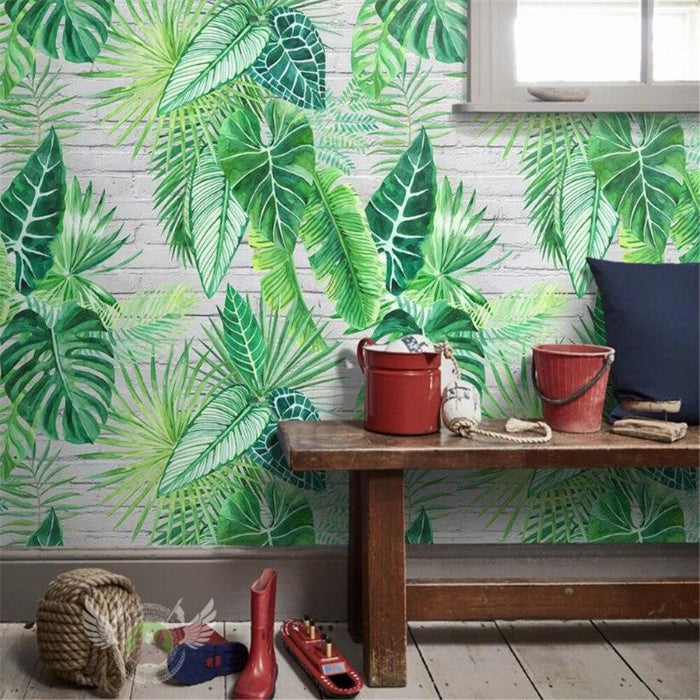 Minimalist Tropical Leaves Wallpaper