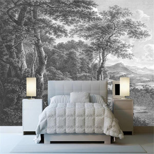 Hand-Painted European Woods Painting Peel And Stick Wallpaper