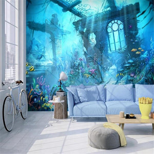Modern Minimalist Child Underwater Fantasy Wallpaper