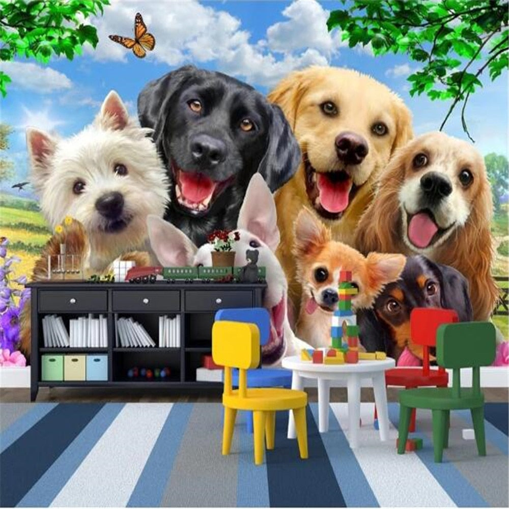 3D Group of dogs wallpaper
