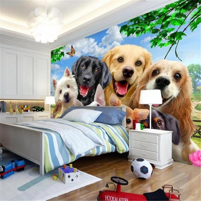 3D Group of dogs wallpaper