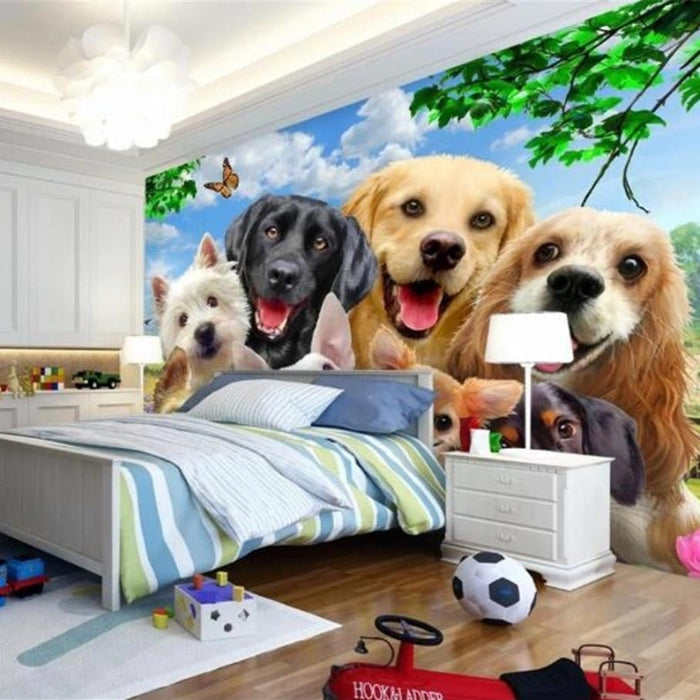 3D Group of dogs wallpaper