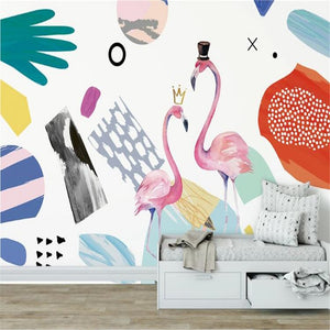 Nordic Geometric Flamingo Wallpaper