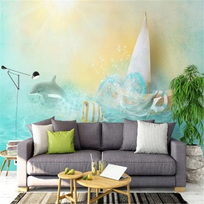3D Dolphin goldfish wallpaper