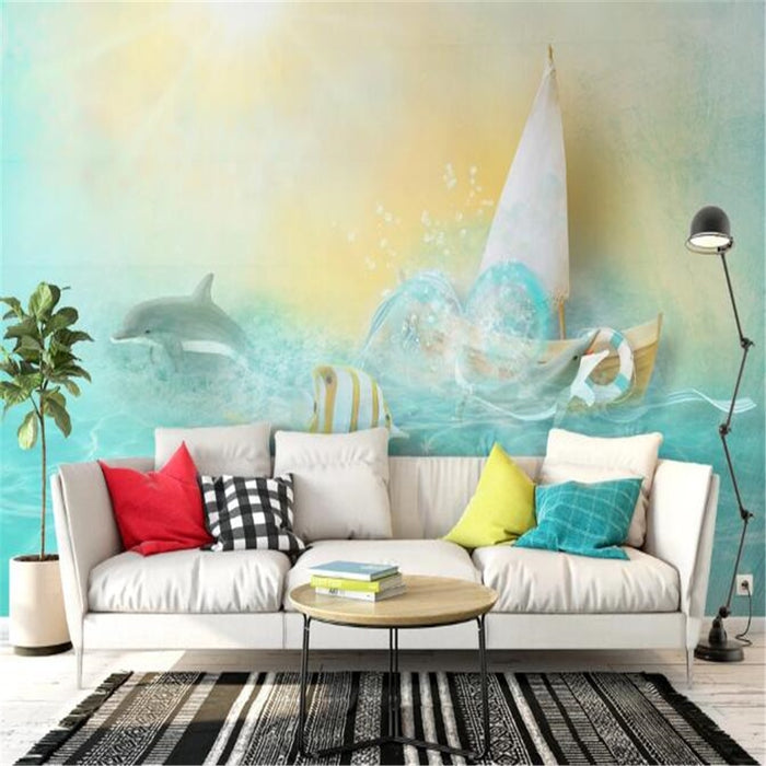 3D Dolphin goldfish wallpaper