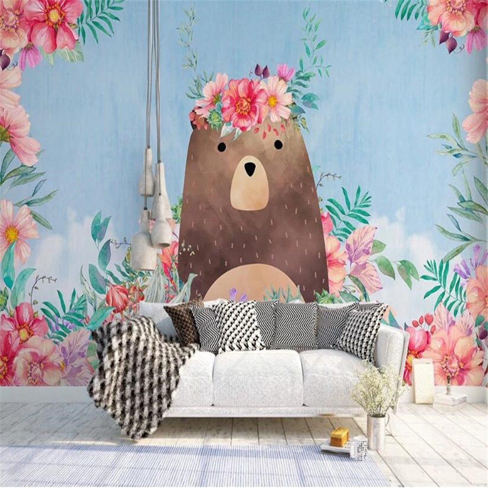 3D Bear flower wallpaper