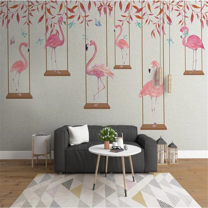 3D Cartoon flamingo wallpaper