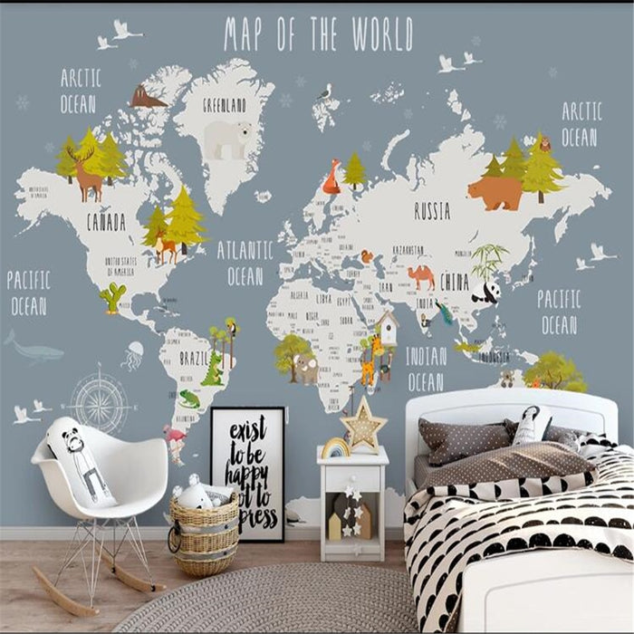 3D Cartoon world map wallpaper