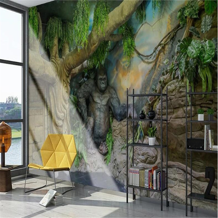 3D Hand-painted gorilla wallpaper