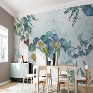 Modern Gingko Plant Leaf Wallpaper
