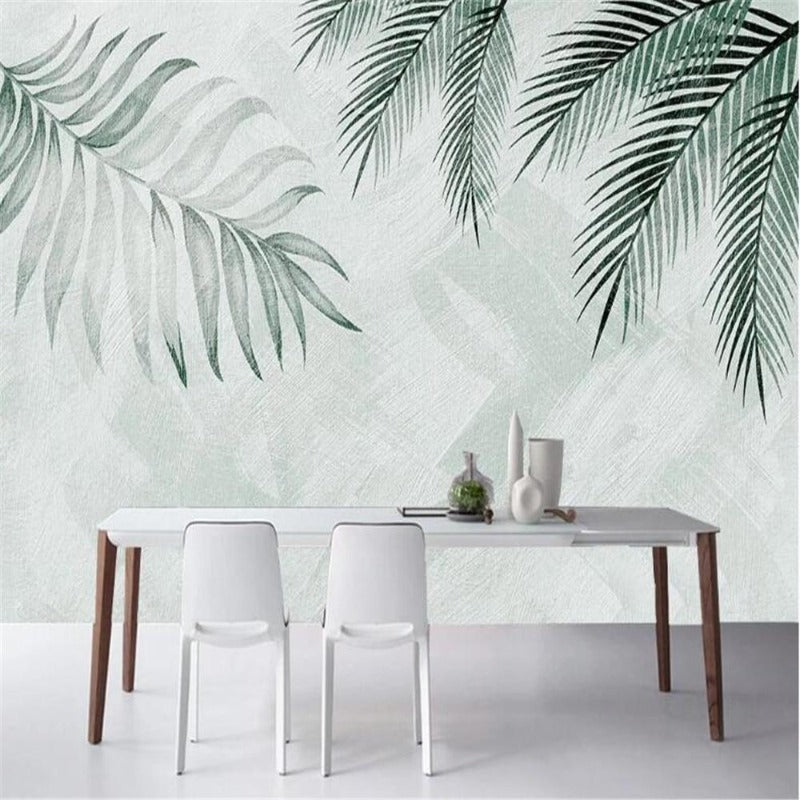Hand-Painted Branches and Leaves Wallpaper