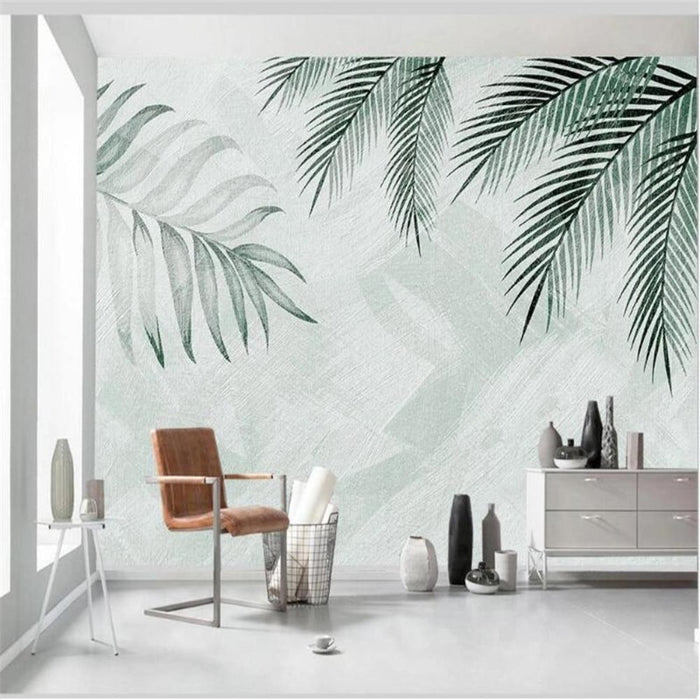 Hand-Painted Branches and Leaves Wallpaper