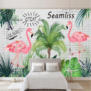 3D Flamingo Pastoral Wallpaper