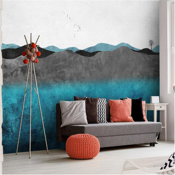 Modern Hand-Painted Mountain Peak Wallpaper