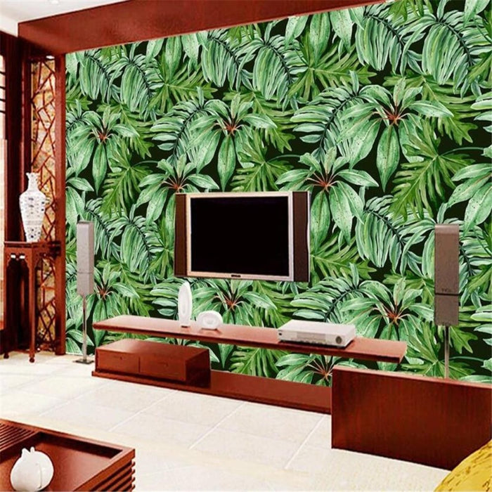 3D Green Banana Leaf Wallpaper