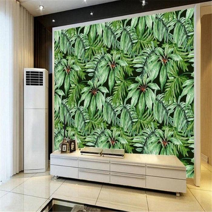 3D Green Banana Leaf Wallpaper