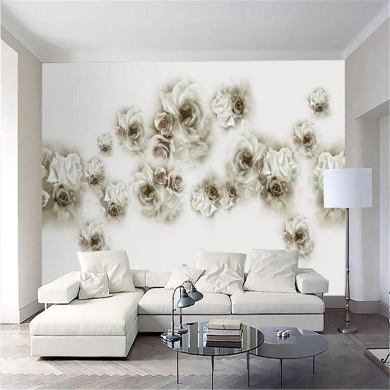 3D Hand-Painted Rose Wallpaper