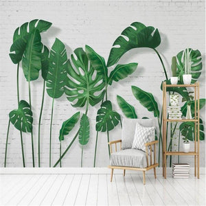 Modern Simple Fresh Tropical Leaves Wallpaper