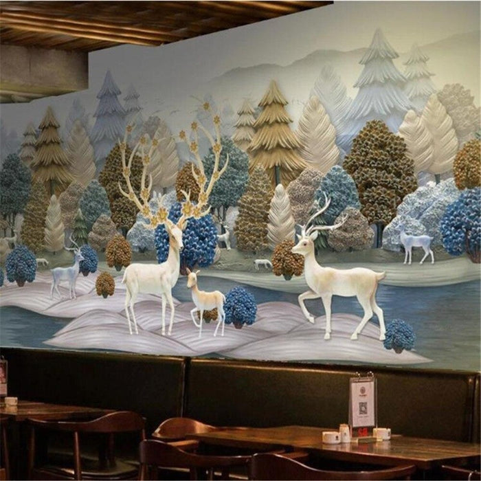 3D Retro Forest Scenery Wallpaper