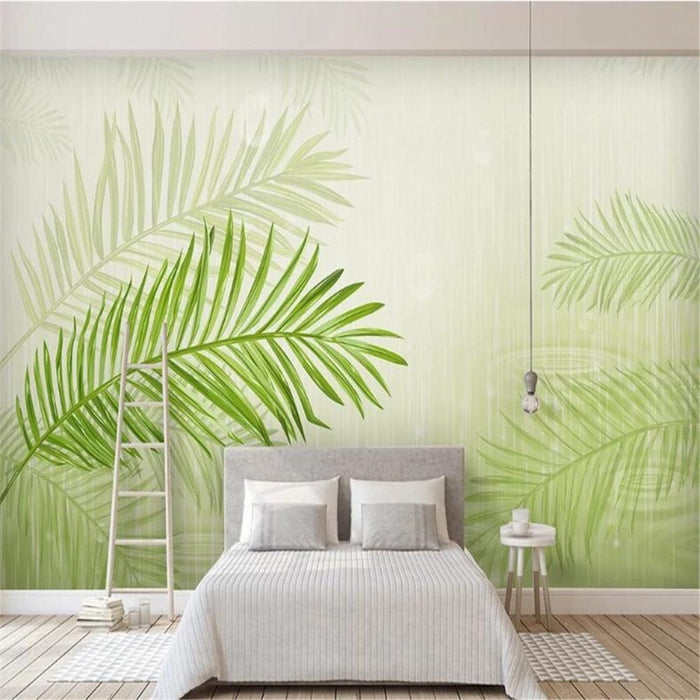 3D Green Plants Watercolor Wallpaper