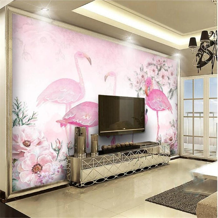 Romantic Rose Flamingo Wallpaper
