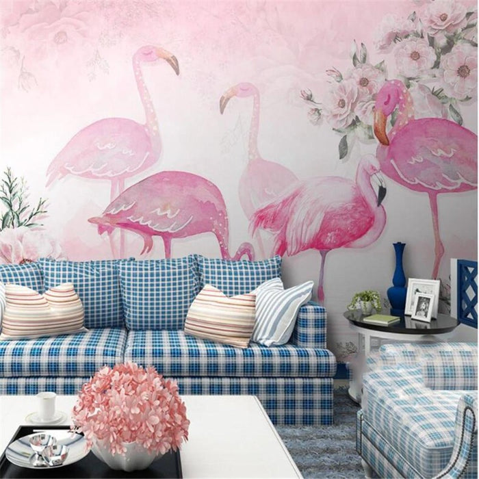 Romantic Rose Flamingo Wallpaper