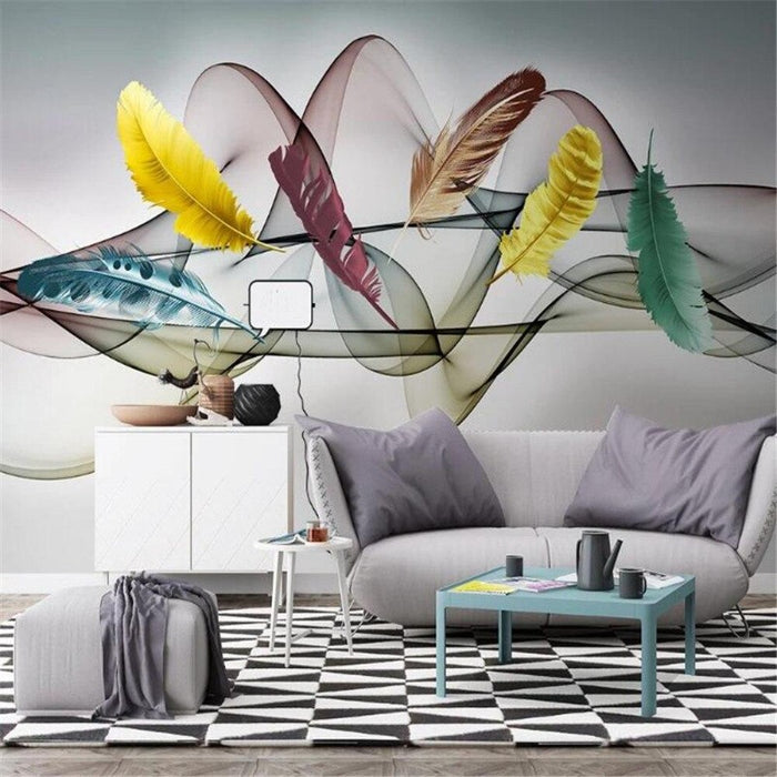 3D Colorful Feather Wallpaper