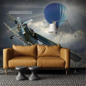 Hot Air Balloon and Plane Wallpaper