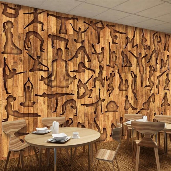 3D Yoga Wood Plank wallpaper
