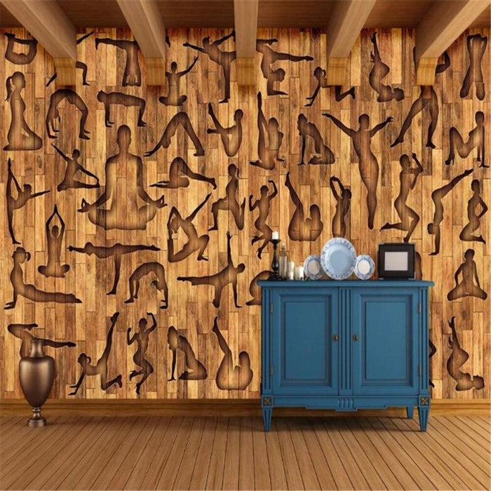 3D Yoga Wood Plank wallpaper